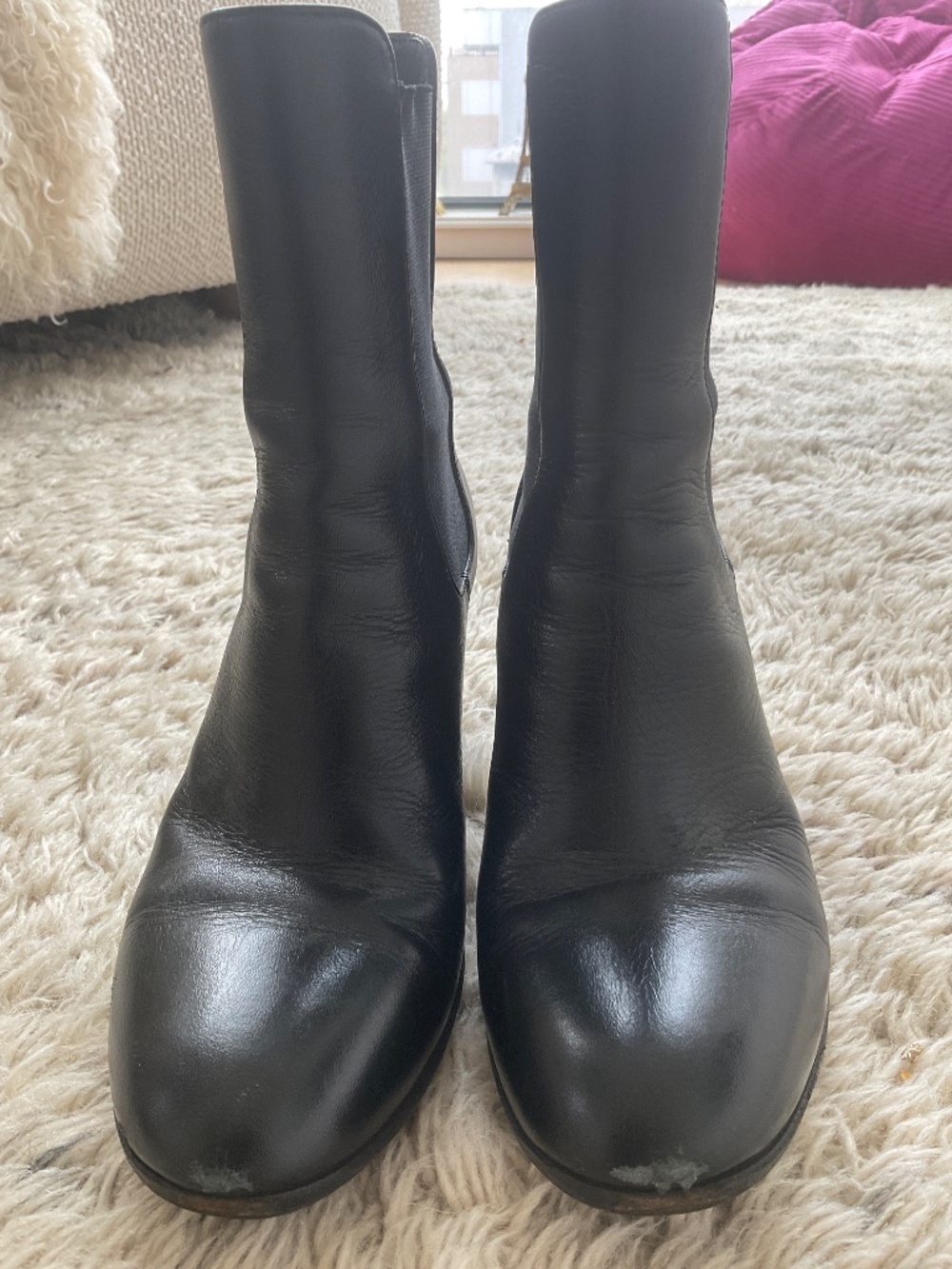 Black Vibram Style Heeled Leather Boots - Picture 10 of 14